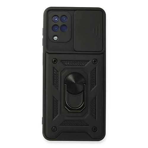 Galaxy A22 K�l�f Pars Lens Y�z�kl� Silikon - Siyah