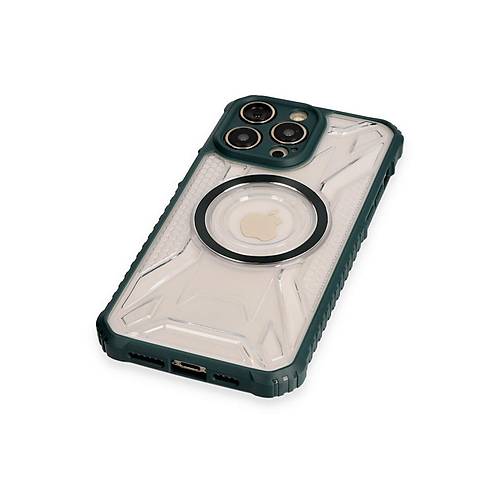 iPhone 12 Pro K�l�f Prag Magneticsafe Kapak - Koyu Ye�il