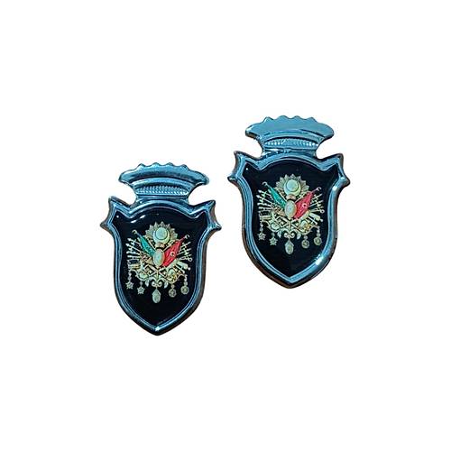 Osmanl� Devlet Armas� Damla Etiket Krom Siyah 2'li