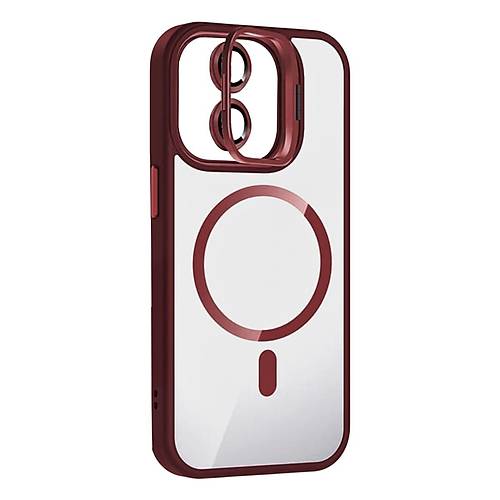 iPhone 11 Remim Lensli Magsafe Standl� Kapak - Bordo