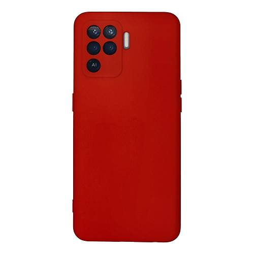 Reno 5 Lite K�l�f Nano i�i Kadife Silikon - K�rm�z�