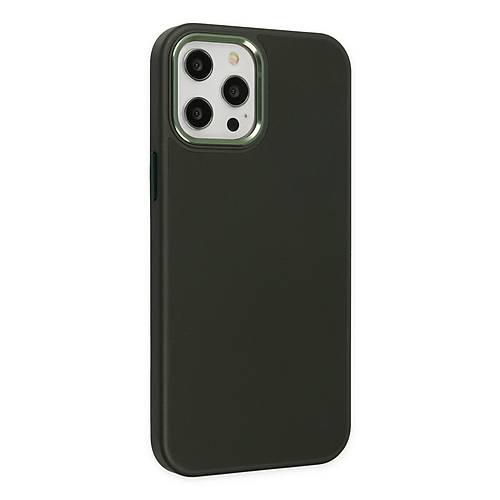 iPhone 12 Pro Max K�l�f Asya Deri Silikon - Koyu Ye�il
