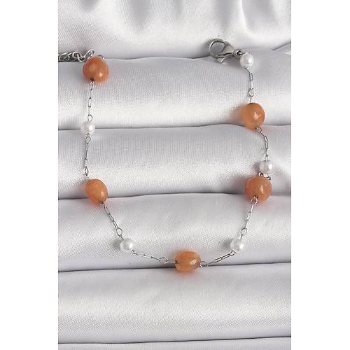 316L �elik G�m�� Renk Turuncu Do�alta� Model �nci Detay Kad�n Bileklik