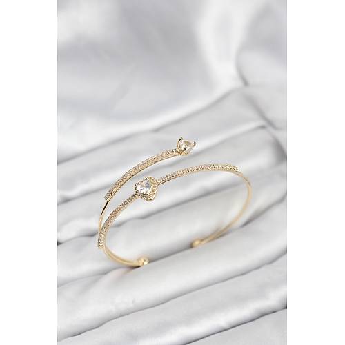 Kalp Model Pirin� Gold Renk Kad�n Bileklik