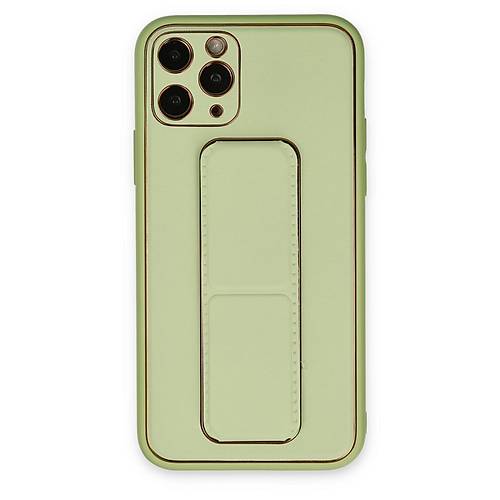 iPhone 11 Pro Max K�l�f Coco Deri Standl� Kapak - Su Ye�ili