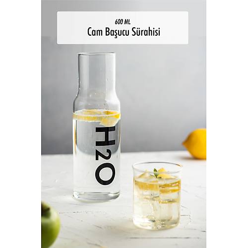 Borosilikat Cam Siyah Ba�ucu S�rahisi & Cam S�rahi * 600 ml
