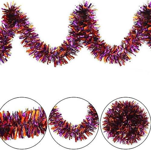 Mor Turuncu Renk 4 cm Geni�lik Garland �ift Renk Sim S�s 180 cm
