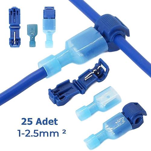 T H�zl� Kolay Kablo Ekleme Aparat� Konnekt�r Klips Klemens Mavi 25 Adet