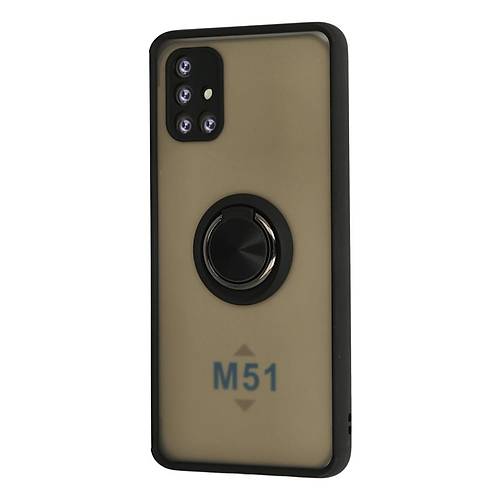 Galaxy M51 K�l�f Montreal Y�z�kl� Silikon Kapak - Siyah