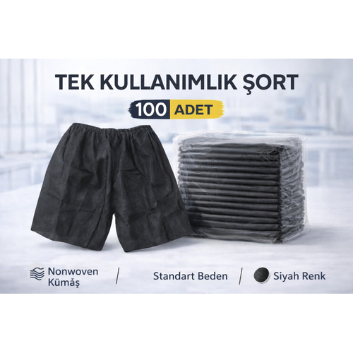 Tek Kullan�ml�k �ort 100 Adet Nonwoven Kuma� Siyah Standart Beden