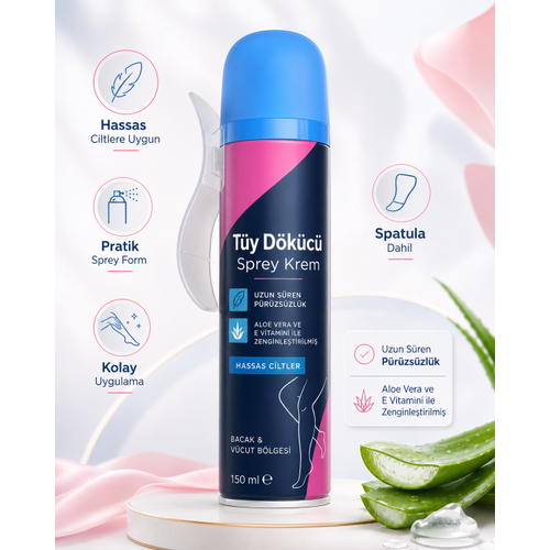 T�y D�k�c� Sprey Krem 150 ml Hassas Ciltler ��in Bacak ve V�cut B�lgesi Pratik Kullan�m