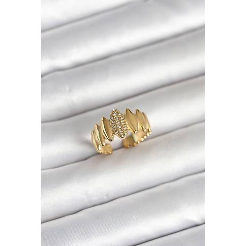 316L �elik Gold Renk Zirkon Ta�l� Vintage Model Kad�n Y�z�k