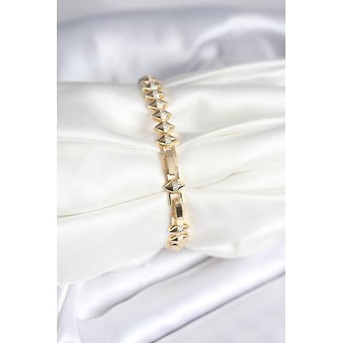 Pirin� Gold Renk Zirkon Ta�l� Baklava Model Kad�n Bileklik