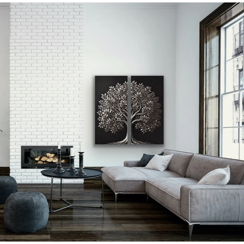 2li Eskitme Krom A�a� Kanvas Tablo 60x120cm x2