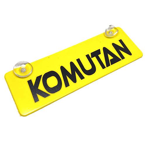 Komutan Yaz�l� Sar� Dekor Plaka Vantuzlu Cam S�s� 22x7.5cm KMT2