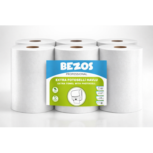 Bezos Professional Fotoselli Havlu 6 Rulo � 2 Katl� %100 Sel�loz 21 cm End�striyel Ka��t Havlu