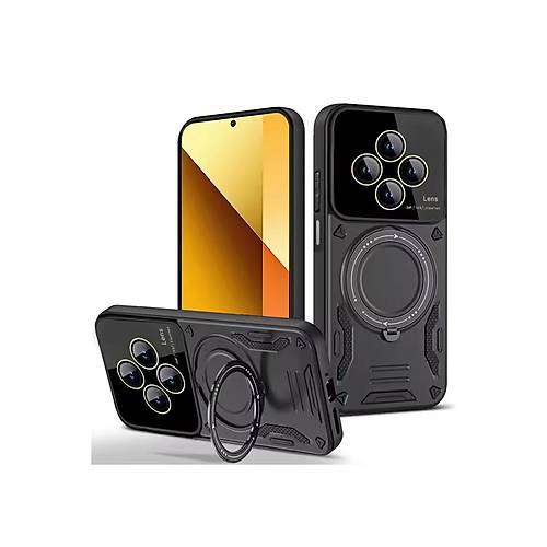 Redmi 14C K�l�f Joy Lens Standl� Kapak - Siyah