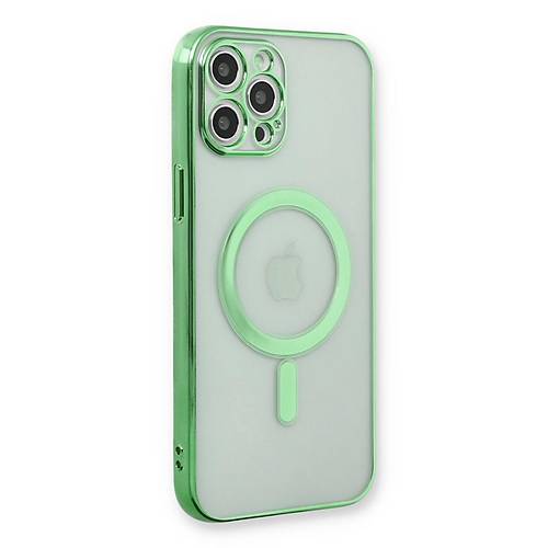 iPhone 12 Pro K�l�f Magneticsafe Lazer Silikon - Haki Ye�il