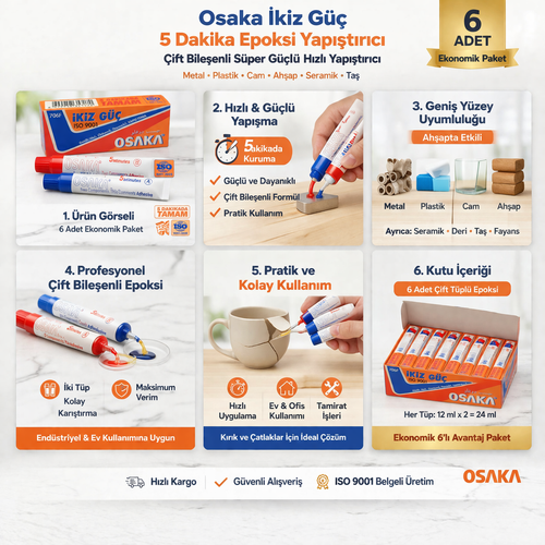 Osaka �kiz G�� 5 Dakika Epoksi Yap��t�r�c� �ift Bile�enli G��l� H�zl� Yap��t�r�c� 6 Adet