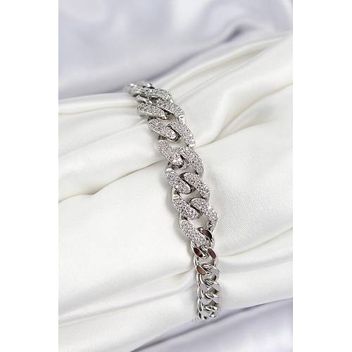 Pirin� Zirkon Ta�l� K�ba Zincir Model G�m�� Renk Kad�n Bileklik