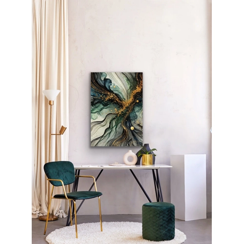 Ye�il Mavi Gold Soyut Kanvas Tablo 70x100cm