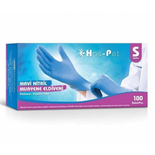 Haspet - Nitril Mavi Muayene Eldiveni - Small 100'l�