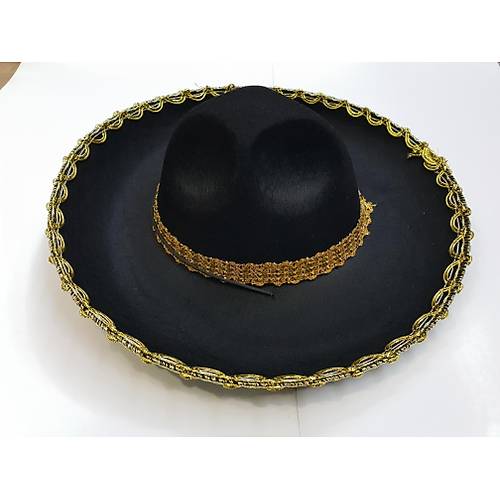 Alt�n Renk �eritli Meksika Mariachi Latin �apkas� 55 cm �ocuk