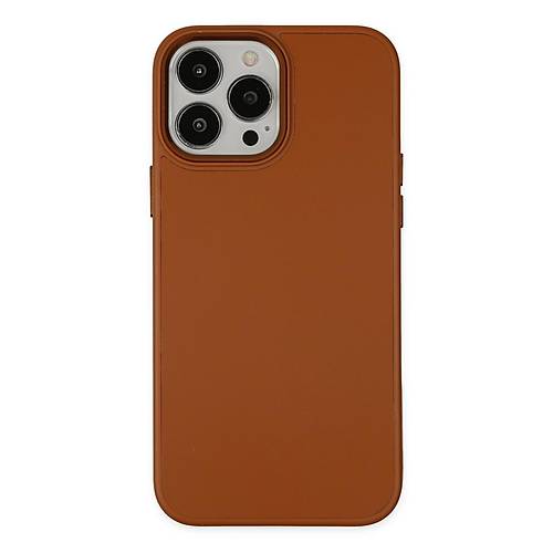 iPhone 13 Pro K�l�f Asya Deri Silikon - Kahverengi
