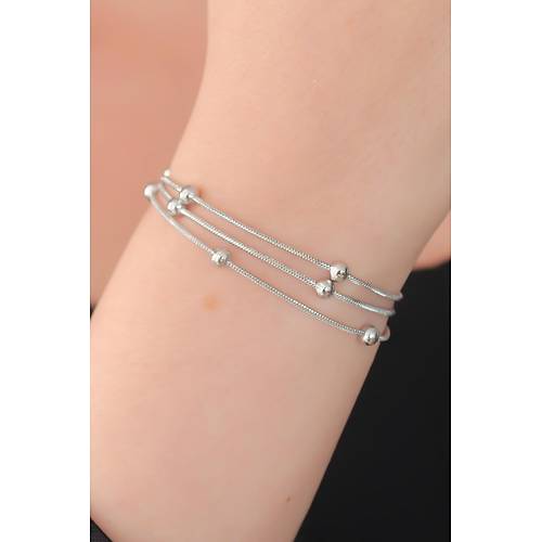 316L �elik G�m�� Renk Minimal Top Fig�r Kad�n Bileklik