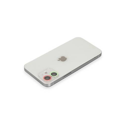 iPhone 12 Mini Renkli Kamera Lens Koruma Cam - Ye�il-Pembe