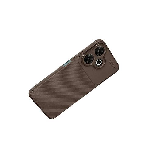 Redmi 13 4G K�l�f Auto Focus Karbon Kapak - Kahverengi