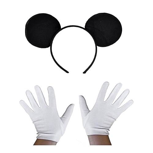 Siyah Mickey Mouse Tac� ve Beyaz Eldiven Seti