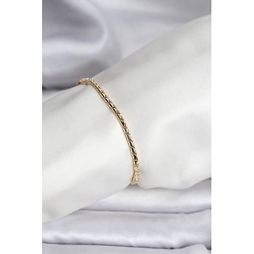 14K Gold Renk Kaplama Zincirli Model CM Kad�n Bileklik