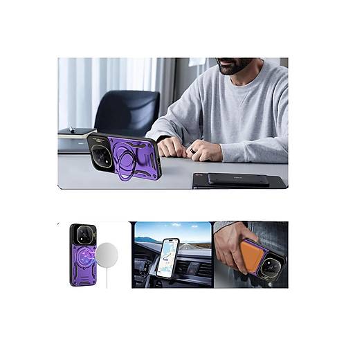 Redmi Note 14 Pro Plus K�l�f Joy Lens Standl� Kapak - Mor