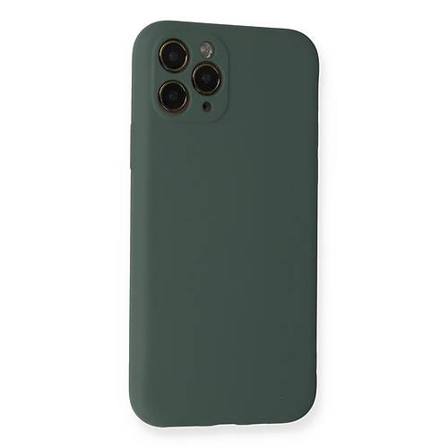 iPhone 11 Pro K�l�f Nano i�i Kadife Silikon - Koyu Ye�il