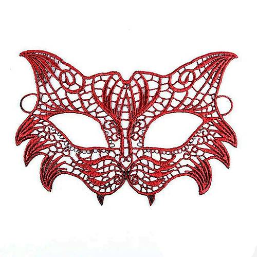 K�rm�z� Dantel Masquerade Maskesi 8 No