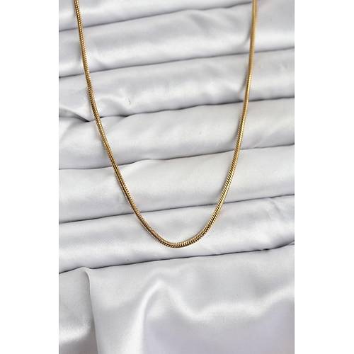 316L �elik Zincir Gold Renk 60 cm Y�lan Zincir Kad�n Kolye