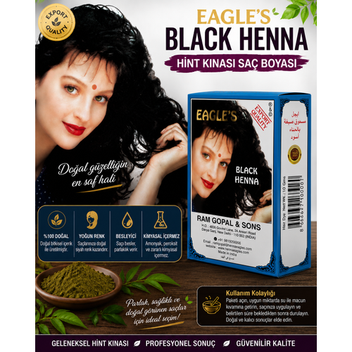Black Henna Hint K�nas� Sa� Boyas� Siyah Renk 6�l� Kutu Do�al G�r�n�ml� Kal�c� Sa� Boyas�