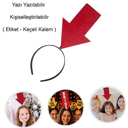 Ki�iselle�tirilebilir Ok Ta� � �zerine Yaz� Yaz�labilen Parti Tac� K�rm�z� Renk