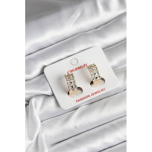 14K Gold Renk Kaplama Zirkon Ta�l� CM Kad�n K�pe