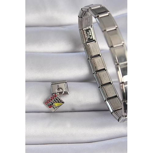 316L �elik G�m�� Renk Sallant� Defter Fig�r Nomination Charm