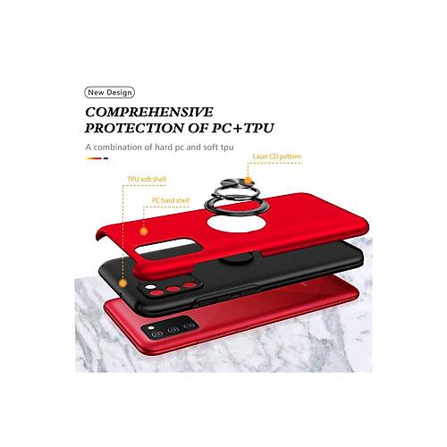 Galaxy A02S K�l�f Elit Y�z�kl� Kapak - K�rm�z�