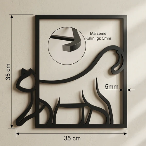 Modern Kedi Duvar Tablosu MDF Lazer Kesim Minimal Kedi Fig�rl� Duvar S�s� ��k Dekor