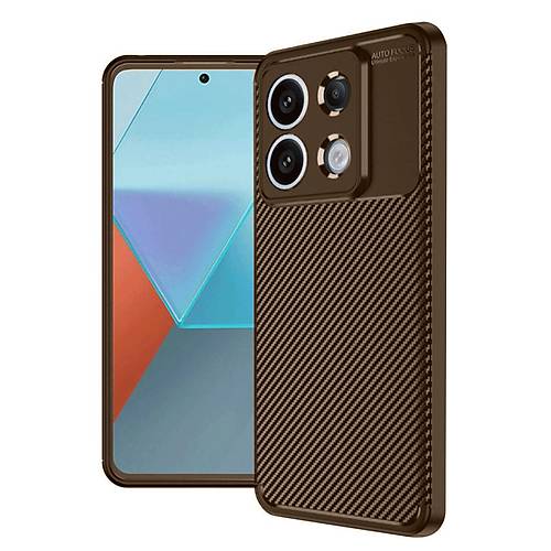 Redmi Note 13 Pro 4G K�l�f Auto Focus Karbon Kapak - Kahverengi