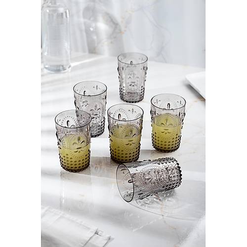 Akrilik F�me 6'l� K�sa Bardak & Su Me�rubat Kahve Yan� Barda�� 400 ml ( Cam De�ildir )