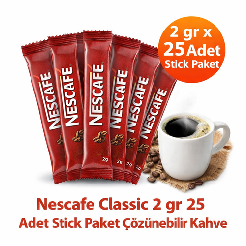 Kahve Classic 2 gr 25 Adet Stick Paket ��z�nebilir Kahve