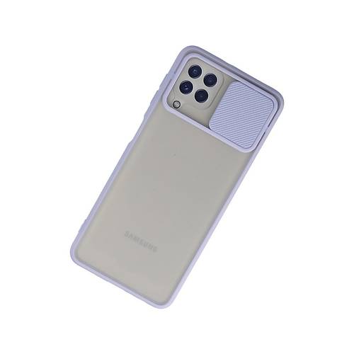 Galaxy A22 K�l�f Palm Buzlu Kamera S�rg�l� Silikon - Lila