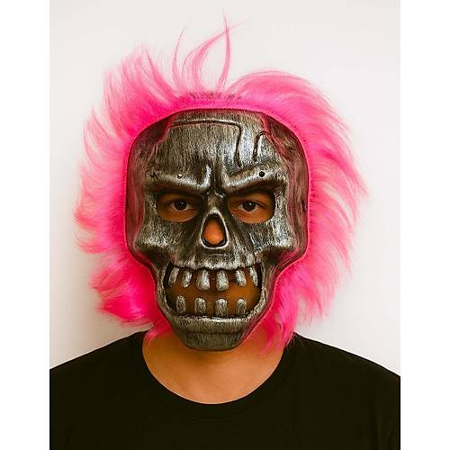 Wild Skull - G�m�� Kafatas� Pembe Sa�l� �skelet Maske