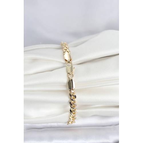 CM 14K Gold Renk Yass� Zincir Model Kad�n Bileklik