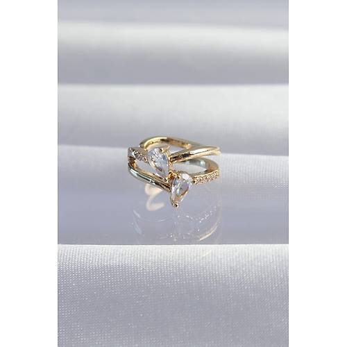 Pirin� Gold Renk Zirkon Ta�l� Damla Earcuff K�pe